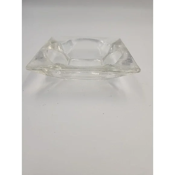 Vintage Anchor Hocking Clear Glass Square Ashtray 4 1/2" Perfect - Picture 3 of 5